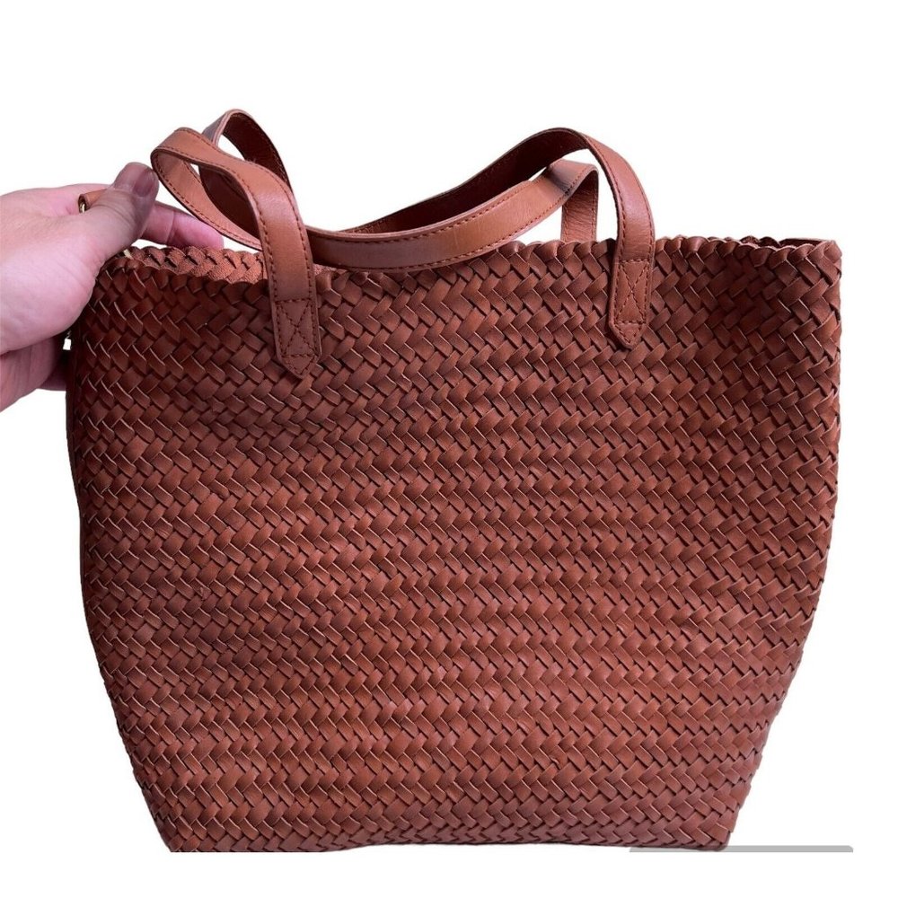 Madewell Woven Leather Tote in Cognac Brown - Picture 3 of 4